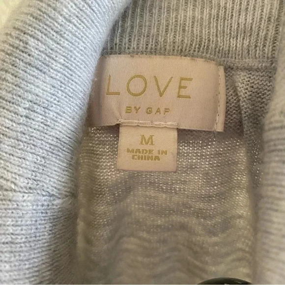 LOVE by Gap Rainbow Sleeve Merino Knit Sweater Turtle Neck Pullover Gray: Medium - Picture 7 of 9